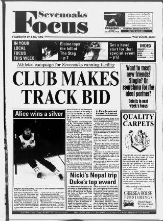 cover page of Sevenoaks Focus published on February 28, 1996