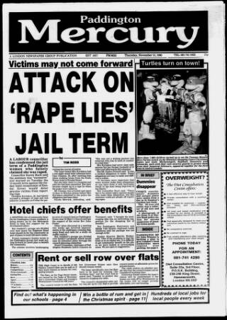 cover page of Paddington Mercury published on November 15, 1990