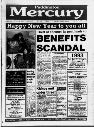 cover page of Paddington Mercury published on December 30, 1993