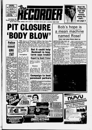 cover page of Nottingham Recorder published on September 18, 1986