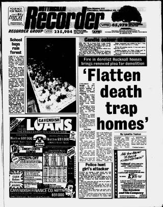 cover page of Nottingham Recorder published on November 30, 1989