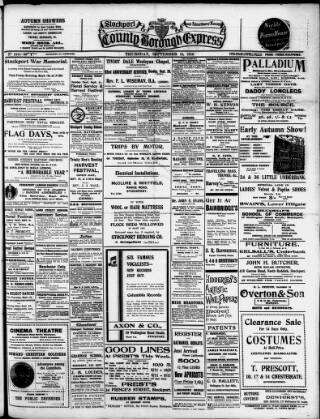 cover page of Stockport County Express published on September 18, 1919