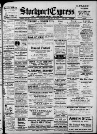 cover page of Stockport County Express published on February 28, 1929