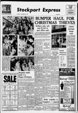 cover page of Stockport County Express published on December 30, 1965