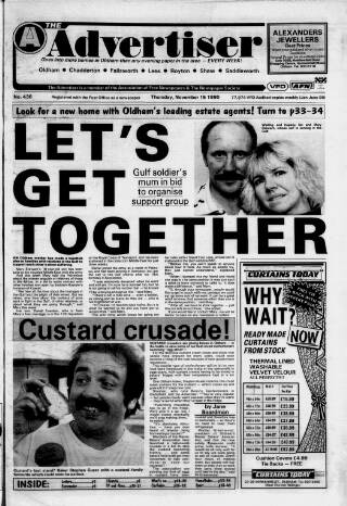 cover page of Oldham Advertiser published on November 15, 1990