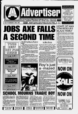 cover page of Oldham Advertiser published on July 6, 1995