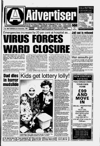 cover page of Oldham Advertiser published on November 30, 1995