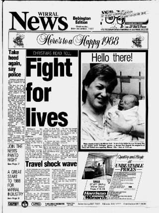 cover page of Bebington News published on December 30, 1987