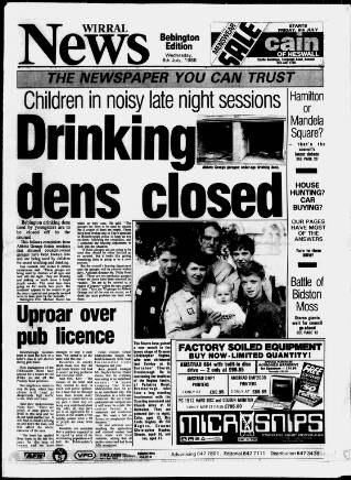 cover page of Bebington News published on July 6, 1988