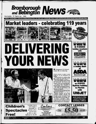 cover page of Bebington News published on September 18, 1996