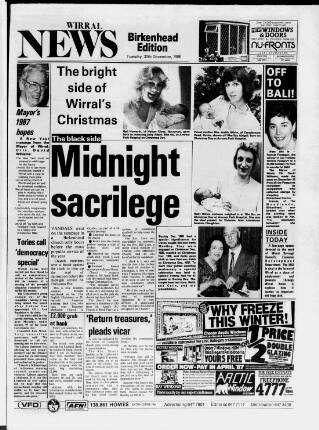 cover page of Birkenhead News published on December 30, 1986