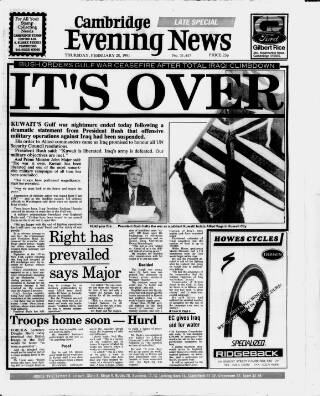cover page of Cambridge Daily News published on February 28, 1991
