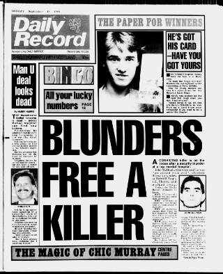 cover page of Daily Record published on September 18, 1989