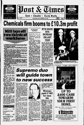 cover page of Leek Post & Times published on September 18, 1991