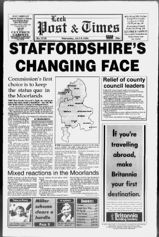 cover page of Leek Post & Times published on July 6, 1994
