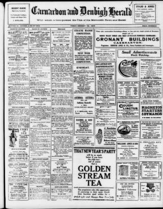 cover page of Caernarvon & Denbigh Herald published on December 30, 1927