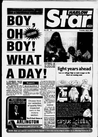 cover page of Harlow Star published on July 6, 1989