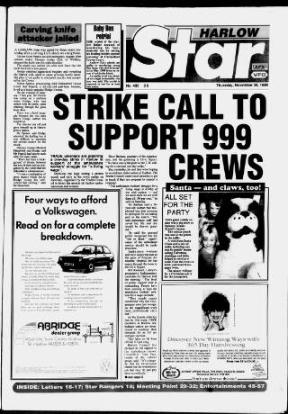 cover page of Harlow Star published on November 30, 1989