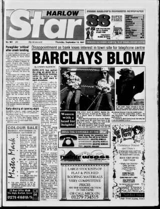 cover page of Harlow Star published on September 18, 1997