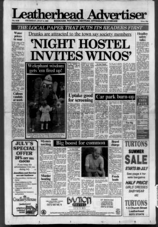 cover page of Leatherhead Advertiser published on July 6, 1989