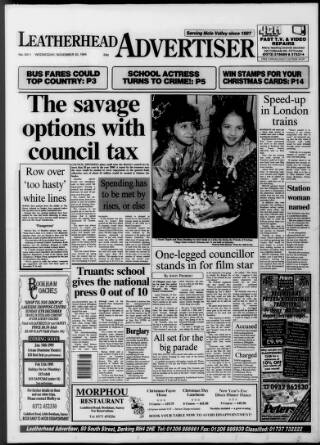 cover page of Leatherhead Advertiser published on November 30, 1994
