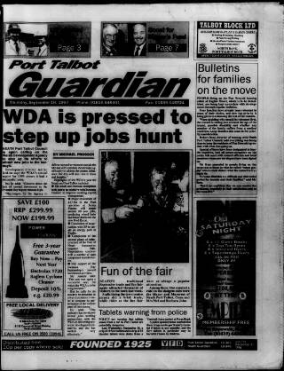 cover page of Port Talbot Guardian published on September 18, 1997