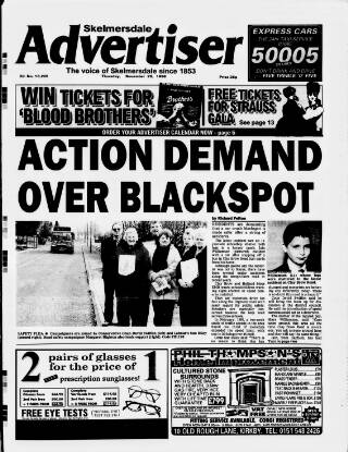cover page of Skelmersdale Advertiser published on November 26, 1998