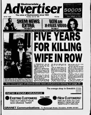 cover page of Skelmersdale Advertiser published on July 22, 1999