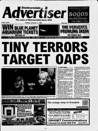 cover page of Skelmersdale Advertiser published on November 4, 1999