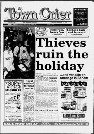 cover page of Ely Town Crier published on December 30, 1995