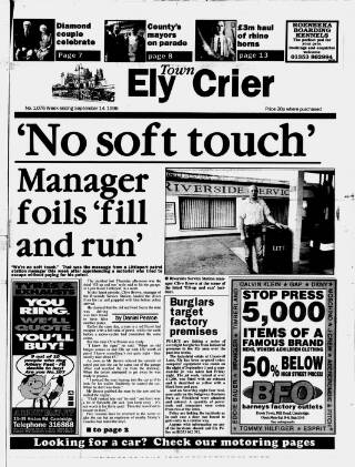 cover page of Ely Town Crier published on September 14, 1996
