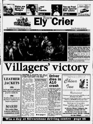 cover page of Ely Town Crier published on November 16, 1996