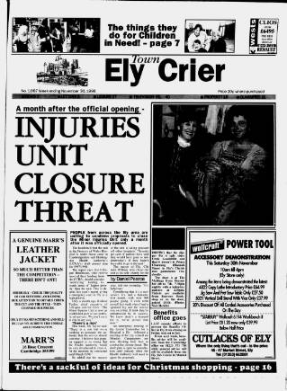 cover page of Ely Town Crier published on November 30, 1996