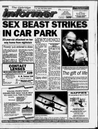 cover page of Uxbridge Informer published on July 6, 1990