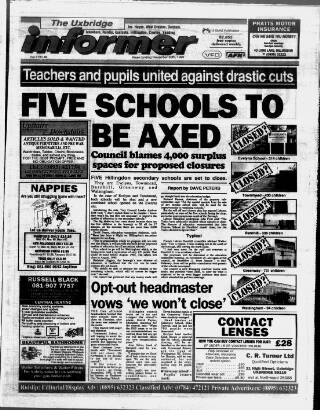 cover page of Uxbridge Informer published on November 30, 1990