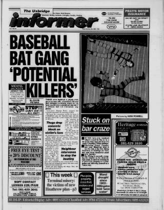 cover page of Uxbridge Informer published on May 29, 1992