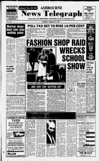 cover page of Ashbourne News Telegraph published on February 28, 1991