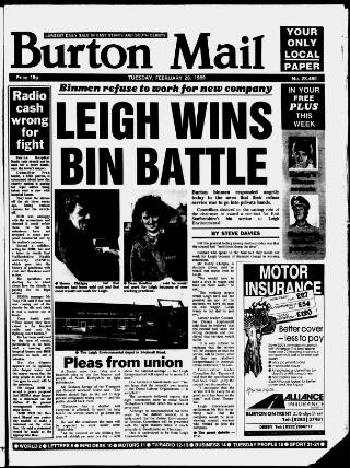 cover page of Burton Daily Mail published on February 28, 1989