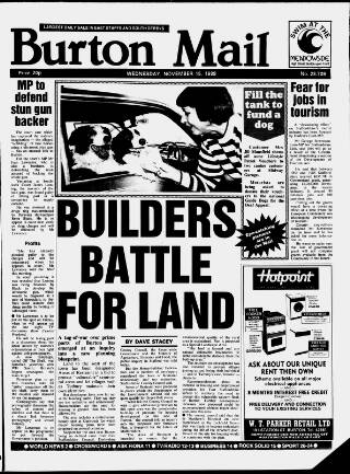 cover page of Burton Daily Mail published on November 15, 1989