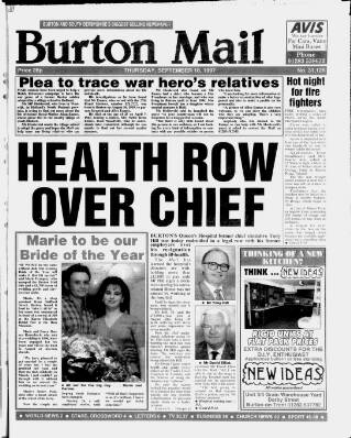 cover page of Burton Daily Mail published on September 18, 1997