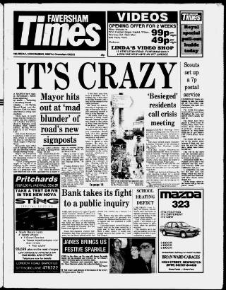 cover page of Faversham Times and Mercury and North-East Kent Journal published on November 30, 1989