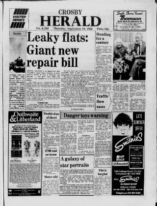 cover page of Crosby Herald published on September 18, 1986