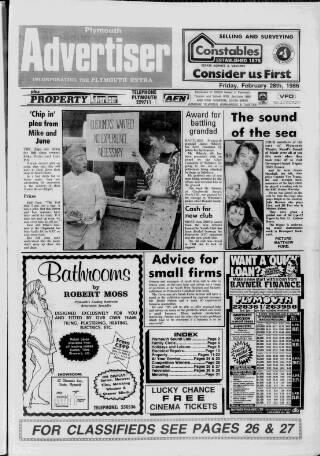 cover page of Plymouth Extra published on February 28, 1986