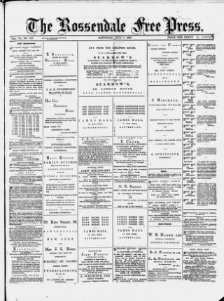 cover page of Rossendale Free Press published on July 6, 1889