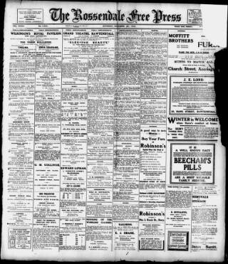 cover page of Rossendale Free Press published on November 30, 1912