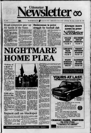 cover page of Uttoxeter Newsletter published on November 30, 1990