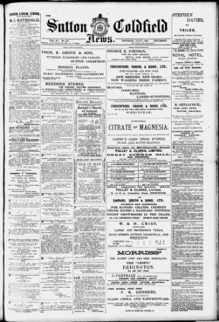 cover page of Sutton Coldfield News published on July 6, 1907