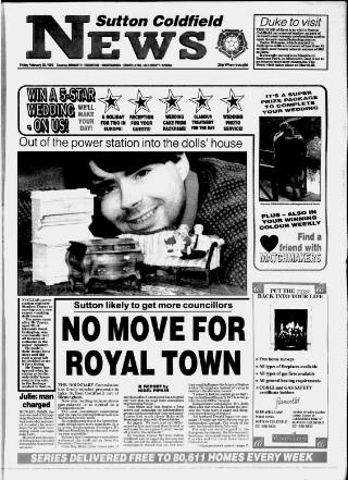 cover page of Sutton Coldfield News published on February 28, 1992