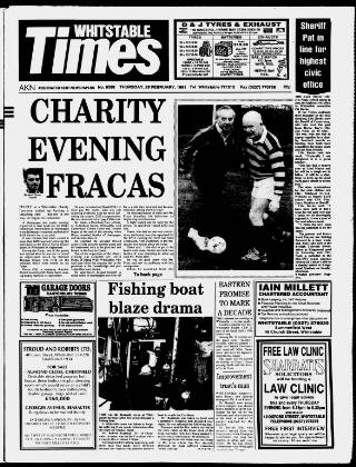 cover page of Whitstable Times and Herne Bay Herald published on February 28, 1991
