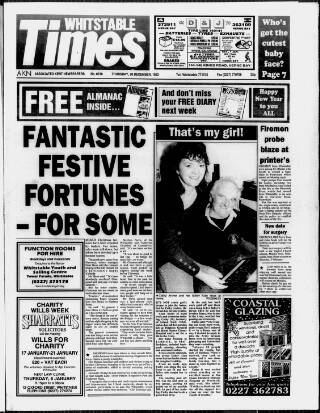 cover page of Whitstable Times and Herne Bay Herald published on December 30, 1993